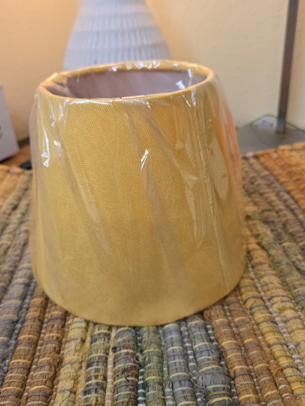 Yellow Fabric Drum Lamp Shade Small Farmhouse Style NWOT